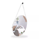 Espelho Redondo Adnet 40 cm Sala / Quarto / Banheiro / Com Alça Couro Suporte