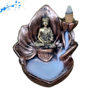 Incensário Cascata Fumaça e Vareta Flor de Lotus Buda Hindu