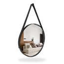 Espelho Redondo Adnet 40 cm Sala / Quarto / Banheiro / Com Alça Couro Suporte