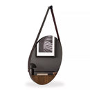 Espelho Redondo Adnet 40 cm Sala / Quarto / Banheiro / Com Alça Couro Suporte