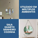 Espelho Redondo Adnet 40 cm Sala / Quarto / Banheiro / Com Alça Couro Suporte